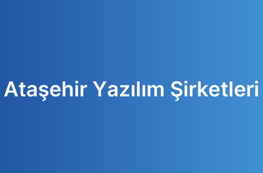 Ataşehir Yazılım Şirketleri