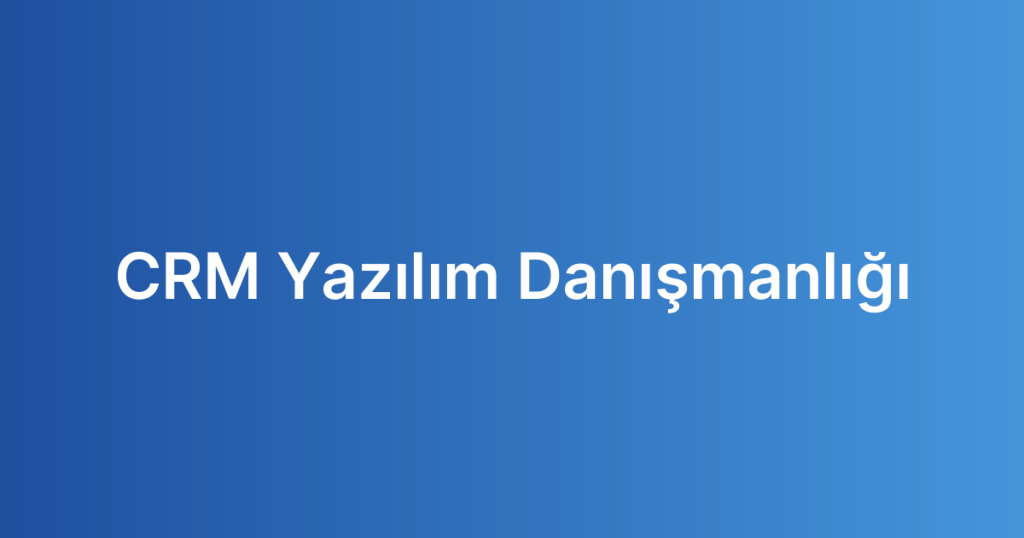 CRM Yazılım Danışmanlığı