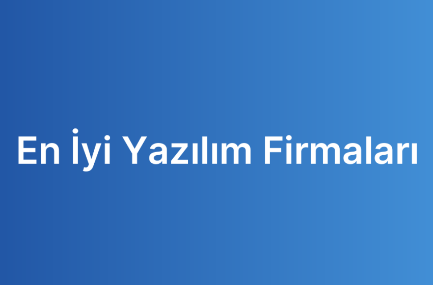 En İyi Yazılım Firmaları