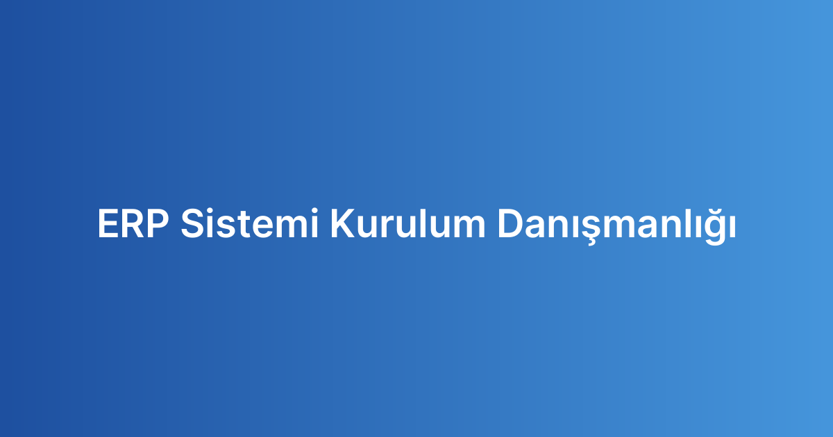 ERP Sistemi Kurulum Danışmanlığı