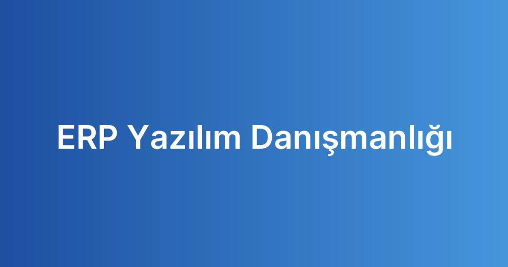 ERP Yazılım Danışmanlığı