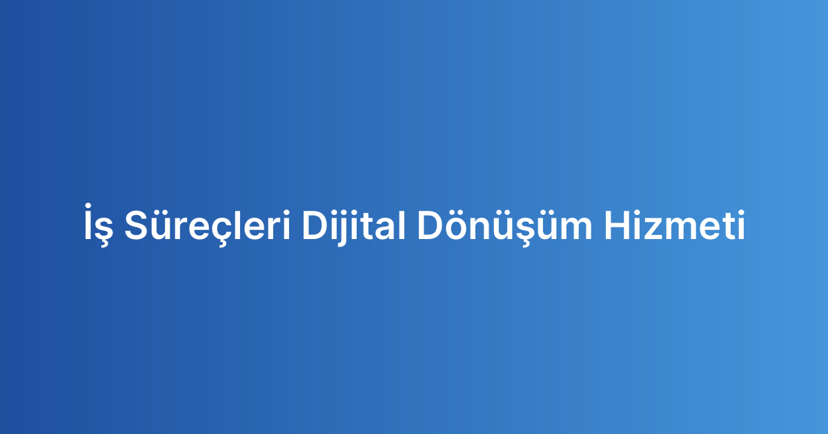 İş Süreçleri Dijital Dönüşüm Hizmeti