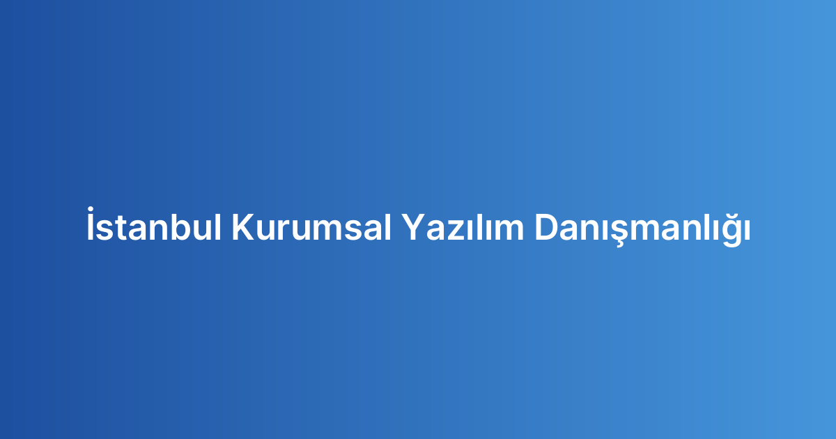 İstanbul Kurumsal Yazılım Danışmanlığı