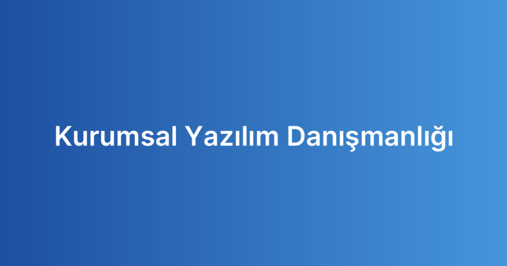 Kurumsal Yazılım Danışmanlığı
