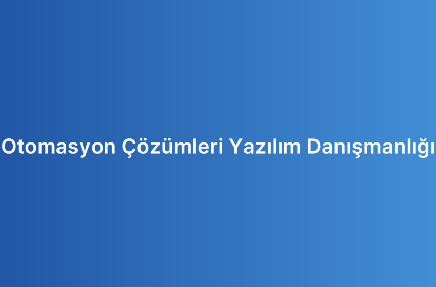 Otomasyon Çözümleri Yazılım Danışmanlığı