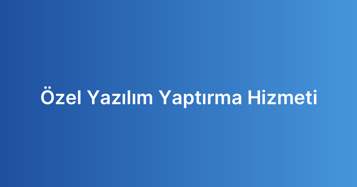 Özel Yazılım Yaptırma Hizmeti