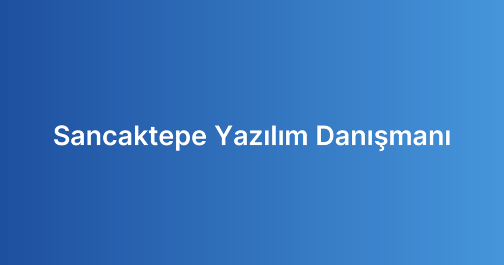Sancaktepe Yazılım Danışmanı