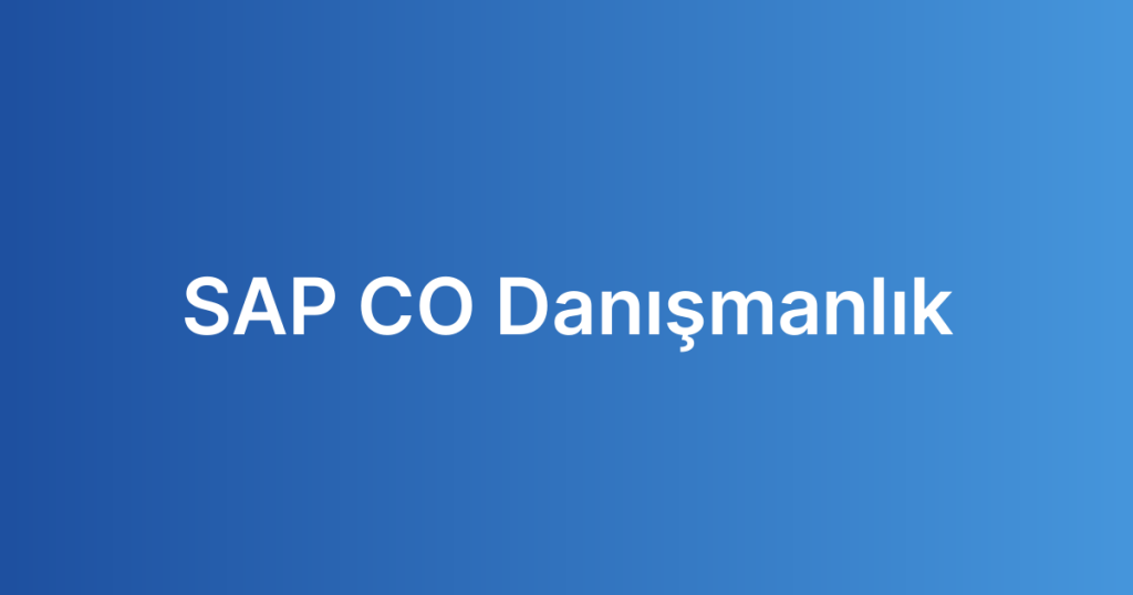 SAP CO Danışmanlık