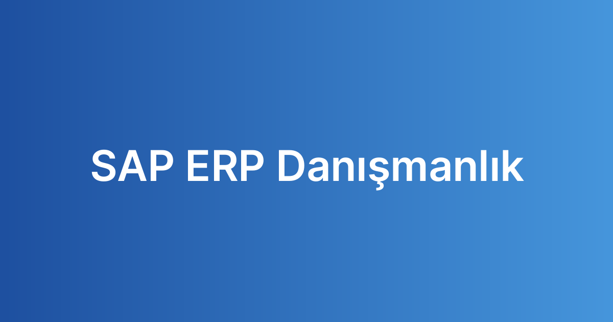 SAP ERP Danışmanlık