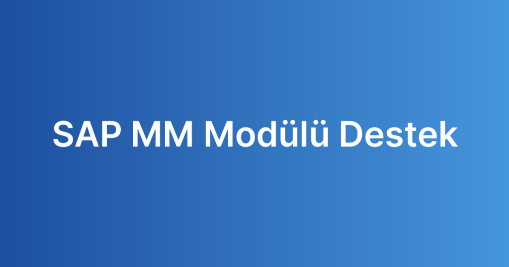 SAP MM Modülü Destek