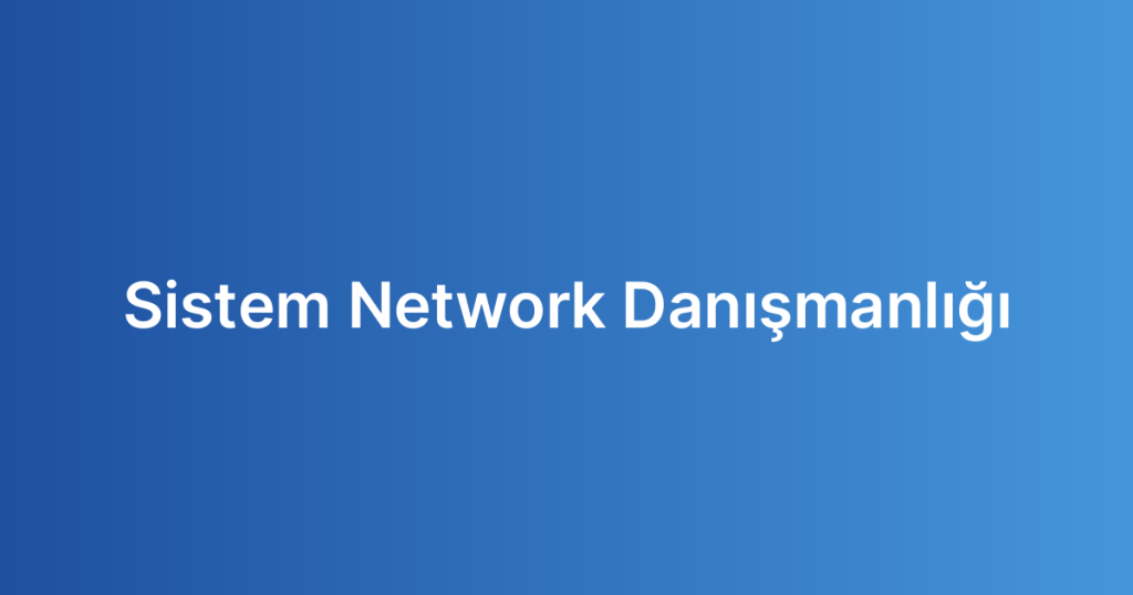 Sistem Network Danışmanlığı