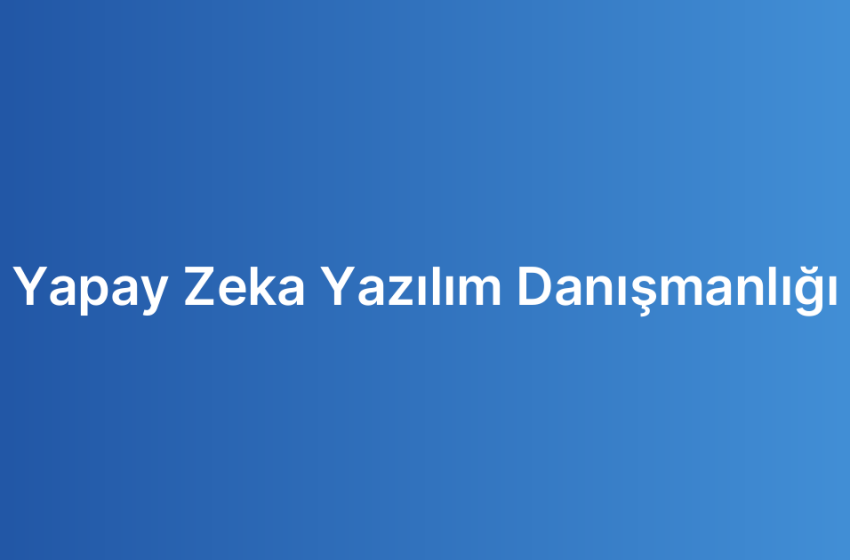 Yapay Zeka Yazılım Danışmanlığı