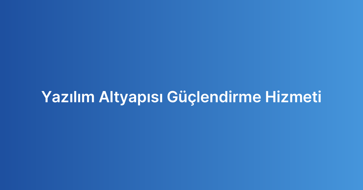 Yazılım Altyapısı Güçlendirme Hizmeti