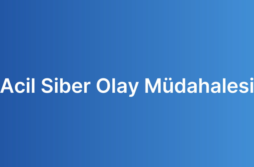 Acil Siber Olay Müdahalesi
