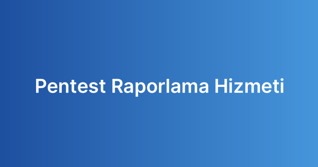 Pentest Raporlama Hizmeti