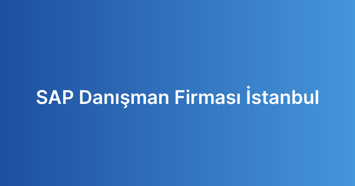 SAP Danışman Firması İstanbul