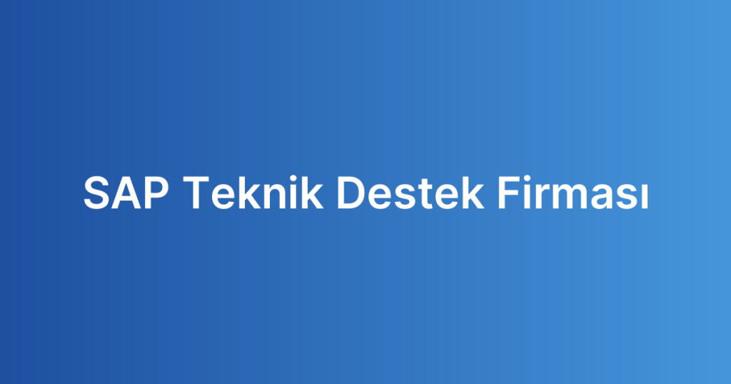 SAP Teknik Destek Firması