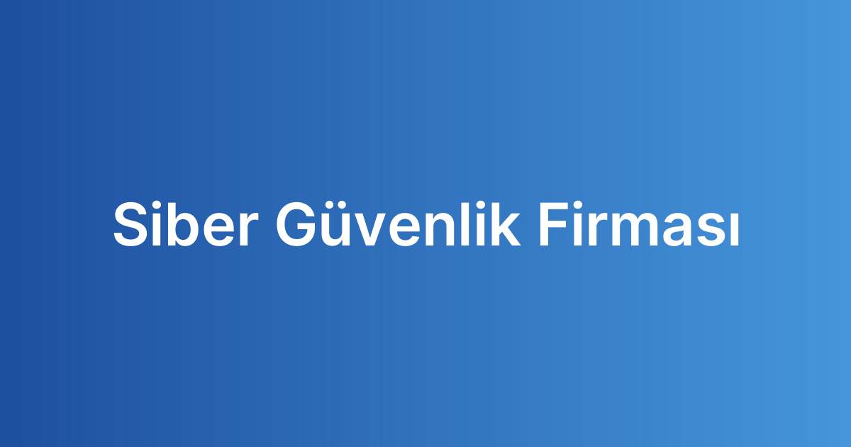Siber Güvenlik Firması