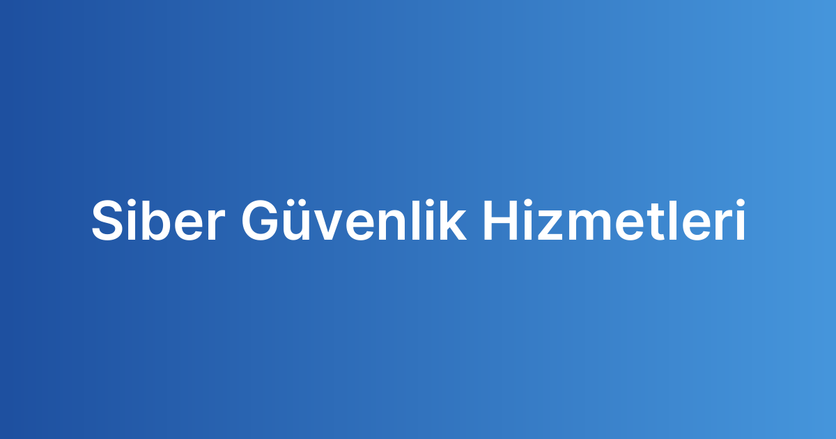 Siber Güvenlik Hizmetleri