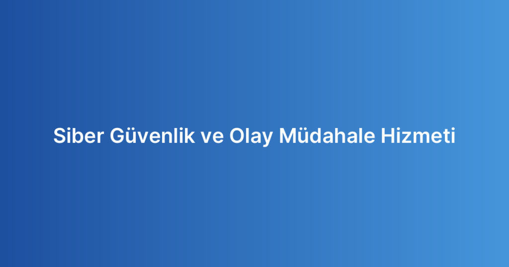 Siber Güvenlik ve Olay Müdahale Hizmeti