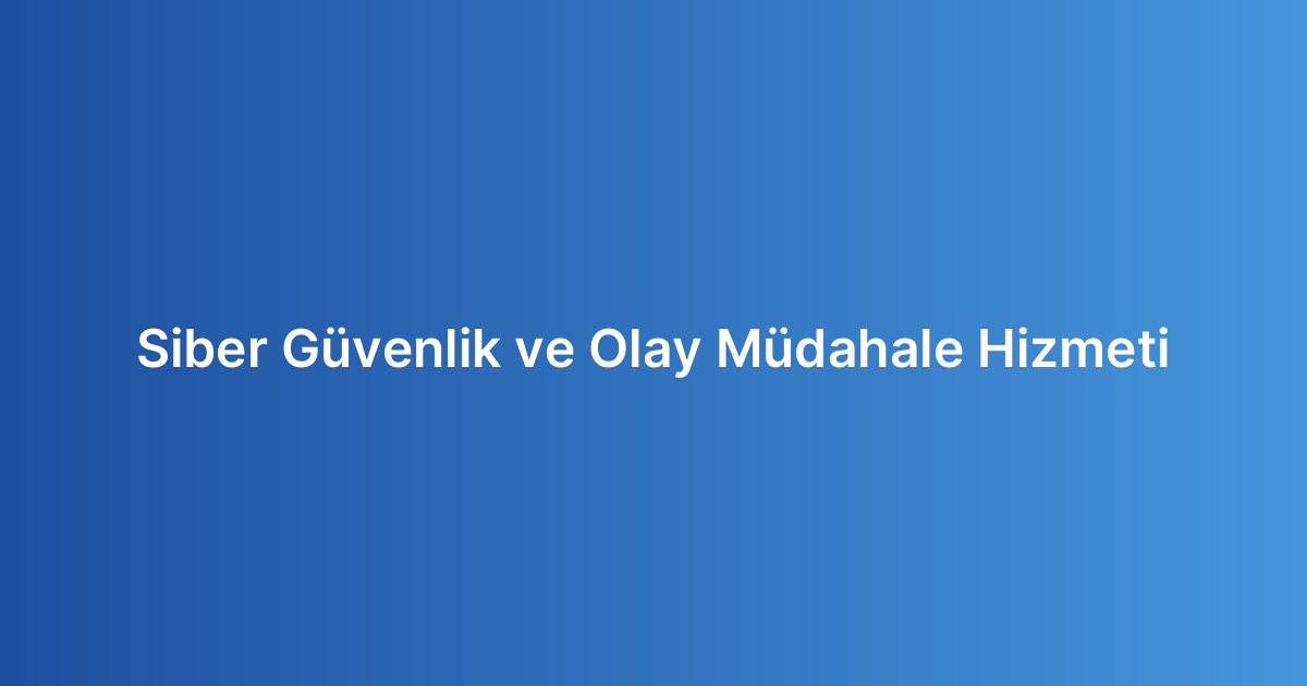 Siber Güvenlik ve Olay Müdahale Hizmeti