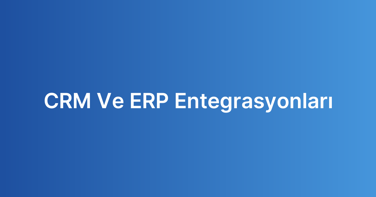 CRM Ve ERP Entegrasyonları