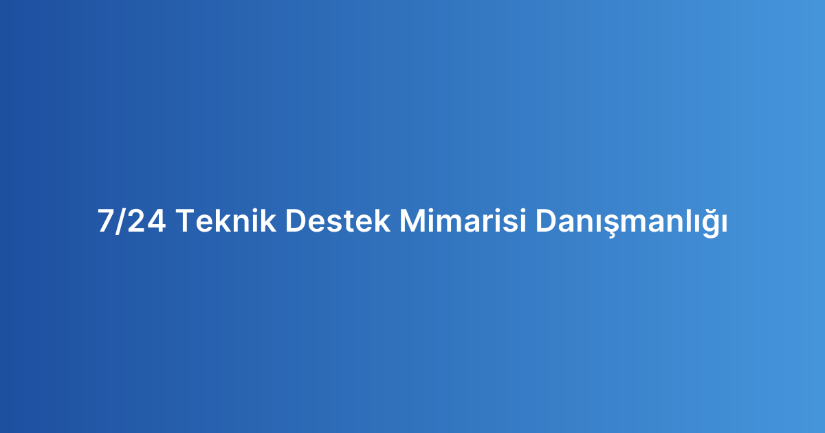 7/24 Teknik Destek Mimarisi Danışmanlığı