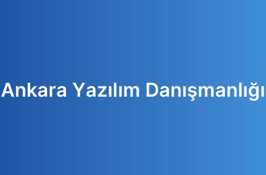 Ankara Yazılım Danışmanlığı
