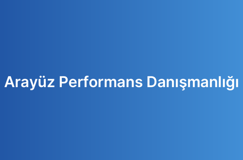 Arayüz Performans Danışmanlığı