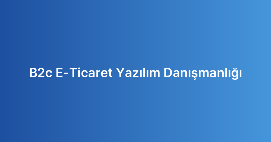 B2c E-Ticaret Yazılım Danışmanlığı