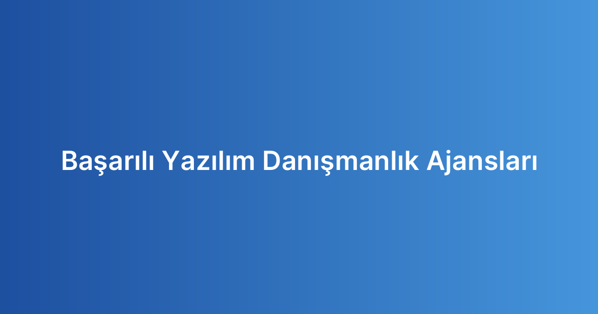Başarılı Yazılım Danışmanlık Ajansları