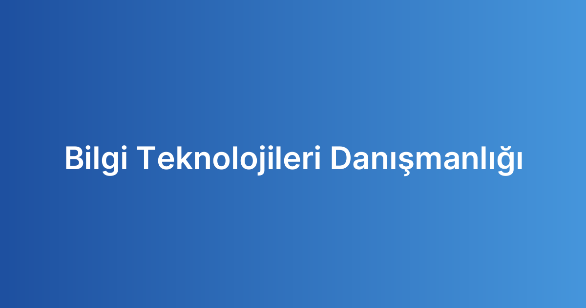 Bilgi Teknolojileri Danışmanlığı