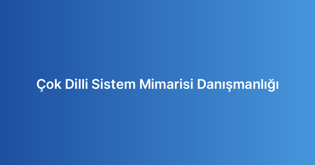 Çok Dilli Sistem Mimarisi Danışmanlığı