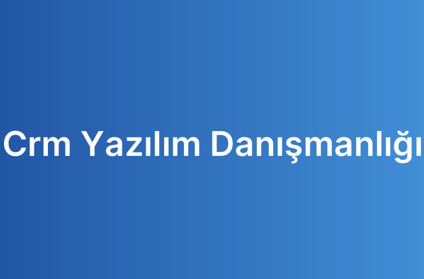 Crm Yazılım Danışmanlığı