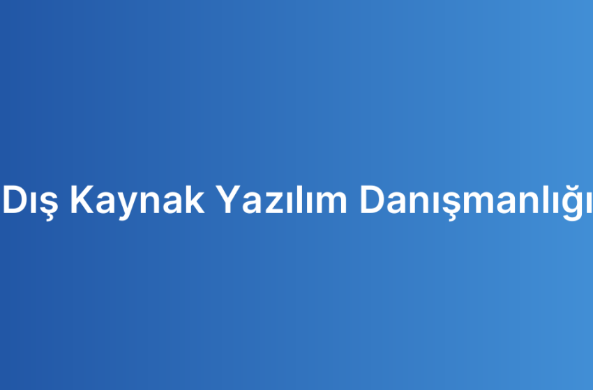 Dış Kaynak Yazılım Danışmanlığı