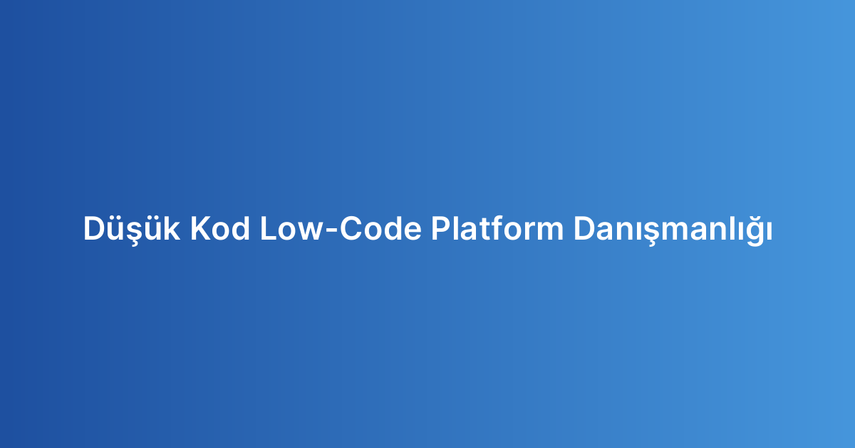 Düşük Kod Low-Code Platform Danışmanlığı