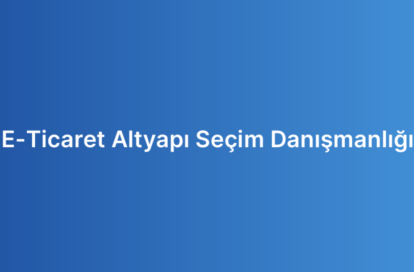 E-Ticaret Altyapı Seçim Danışmanlığı