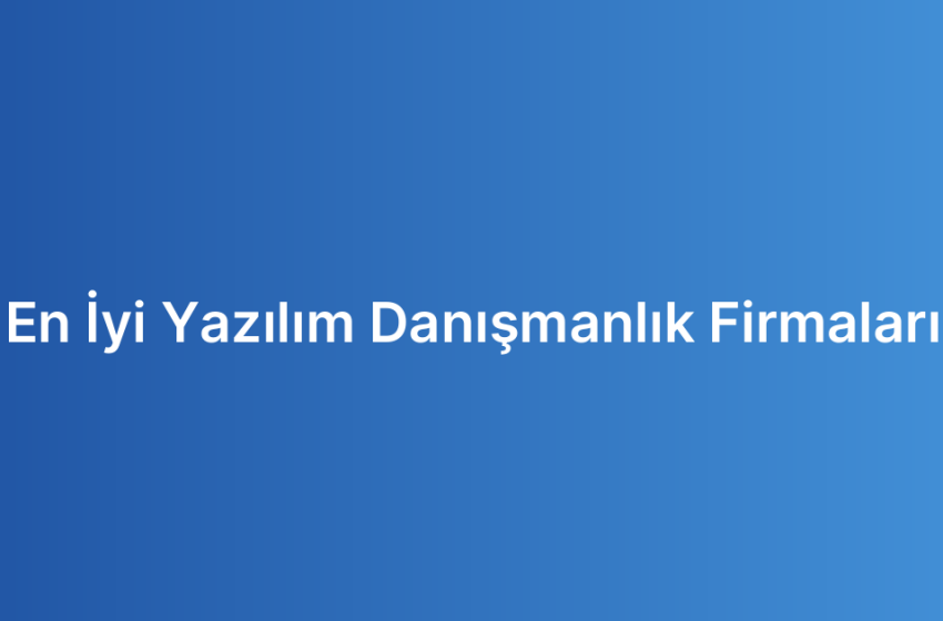 En İyi Yazılım Danışmanlık Firmaları