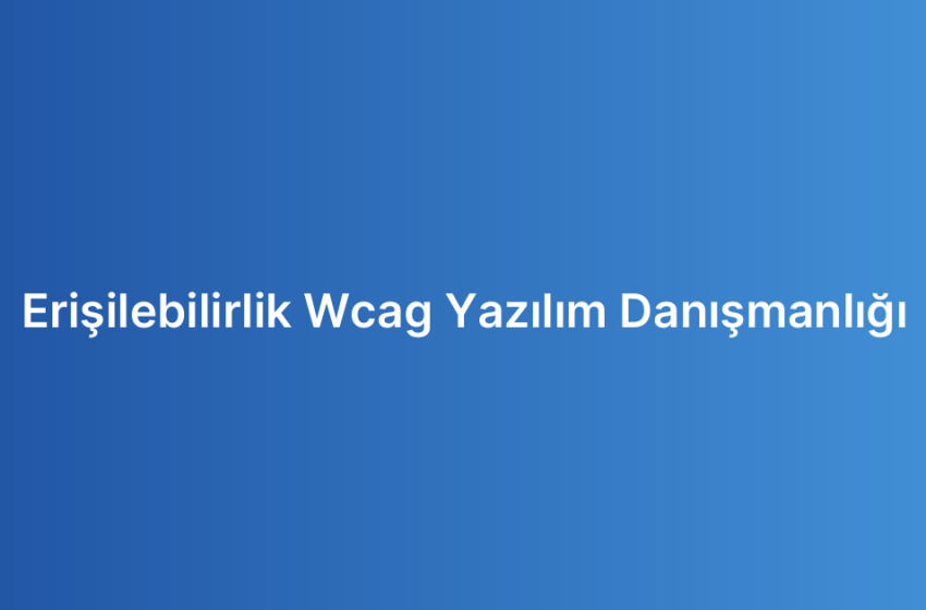Erişilebilirlik Wcag Yazılım Danışmanlığı