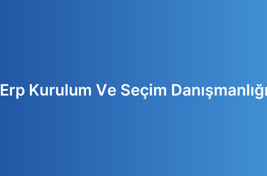 Erp Kurulum Ve Seçim Danışmanlığı
