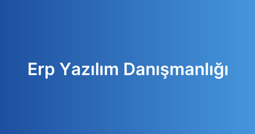 Erp Yazılım Danışmanlığı
