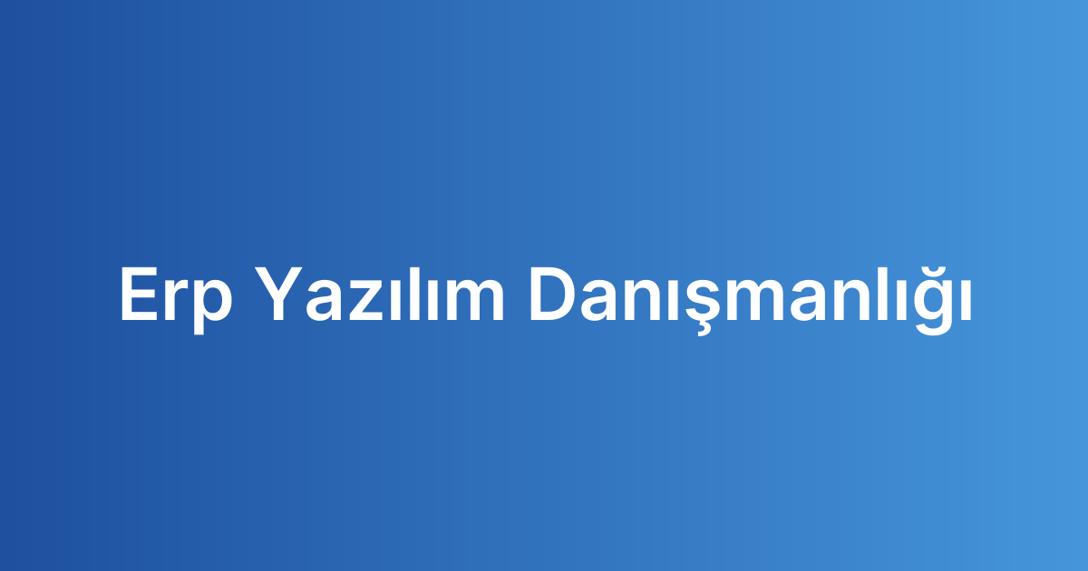 Erp Yazılım Danışmanlığı