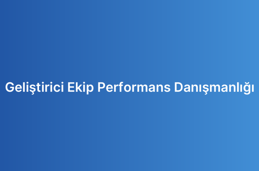 Geliştirici Ekip Performans Danışmanlığı