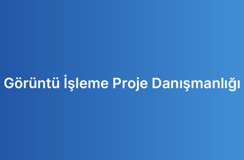 Görüntü İşleme Proje Danışmanlığı