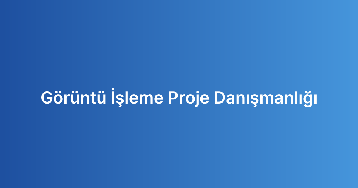 Görüntü İşleme Proje Danışmanlığı
