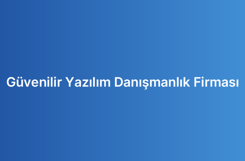 Güvenilir Yazılım Danışmanlık Firması