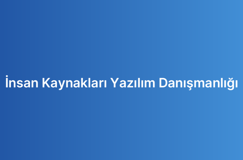 İnsan Kaynakları Yazılım Danışmanlığı