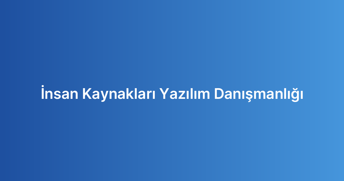 İnsan Kaynakları Yazılım Danışmanlığı