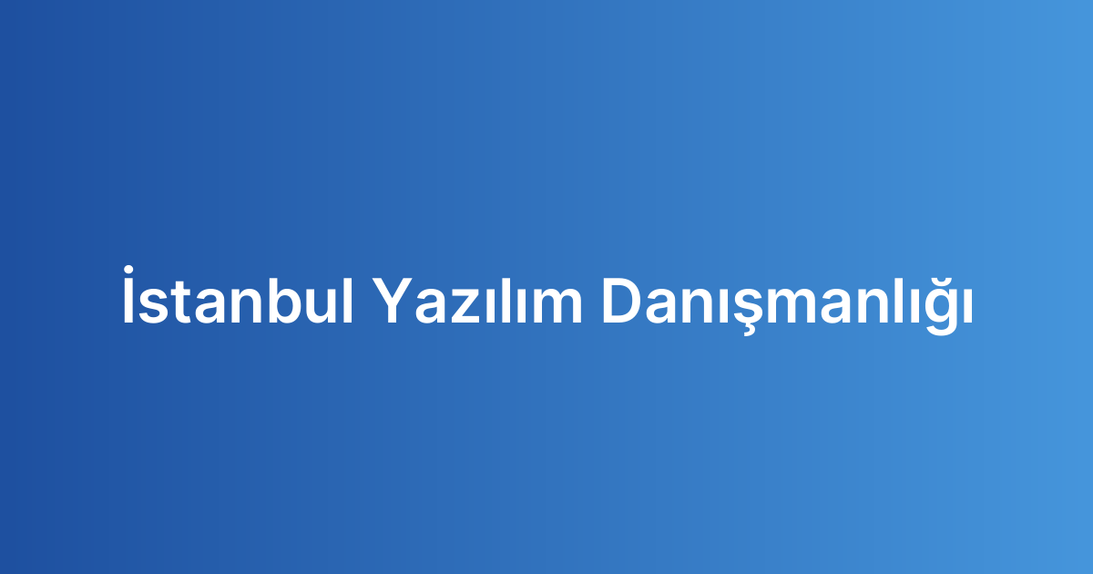 İstanbul Yazılım Danışmanlığı