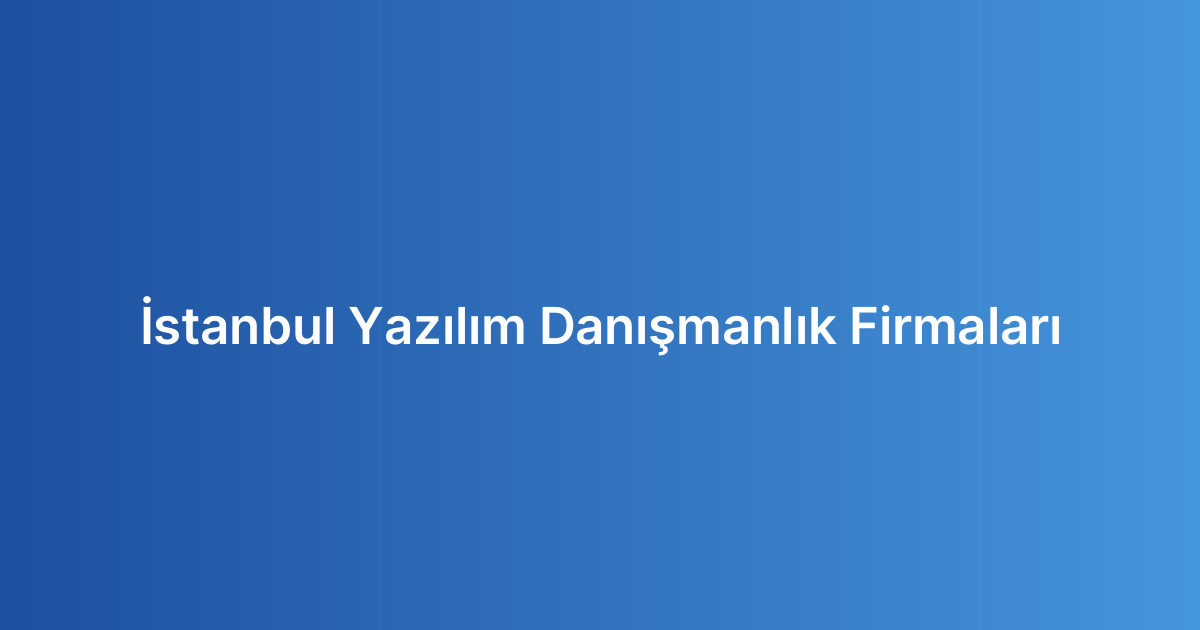 İstanbul Yazılım Danışmanlık Firmaları